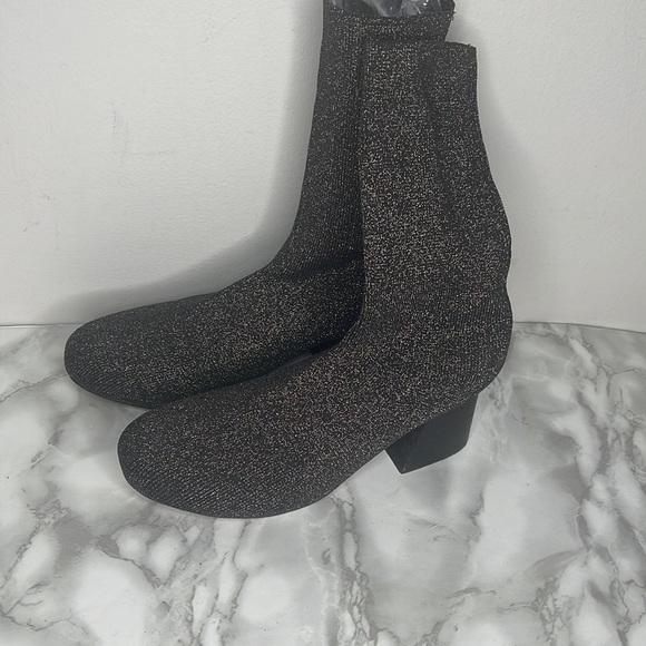 Mr Merna Sparkle Plush Cloth Sock Ankle Booties With Trapeze Heel Size 38 - Picture 5 of 8